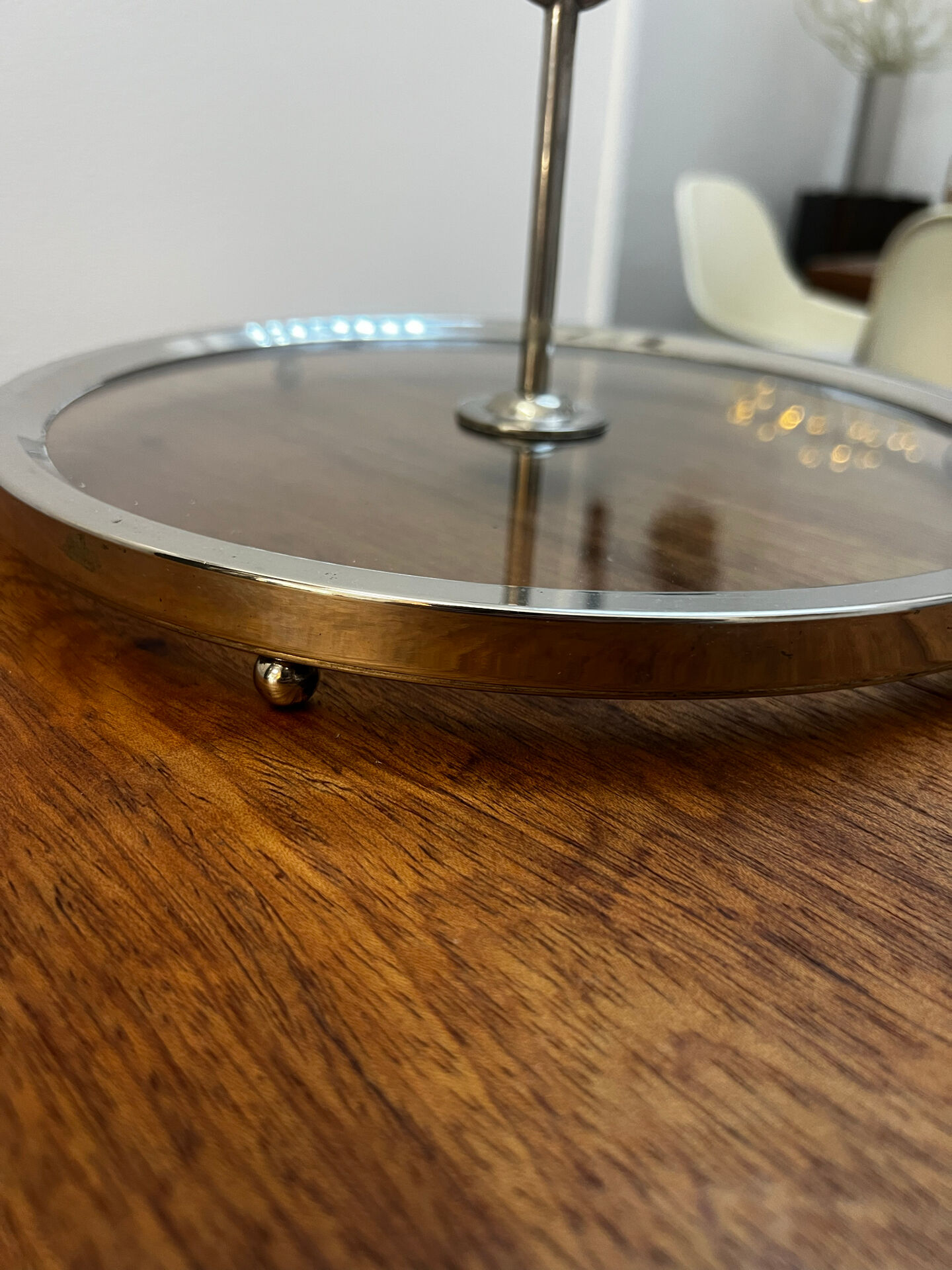 Cheese platter in glass and chrome - 1960
