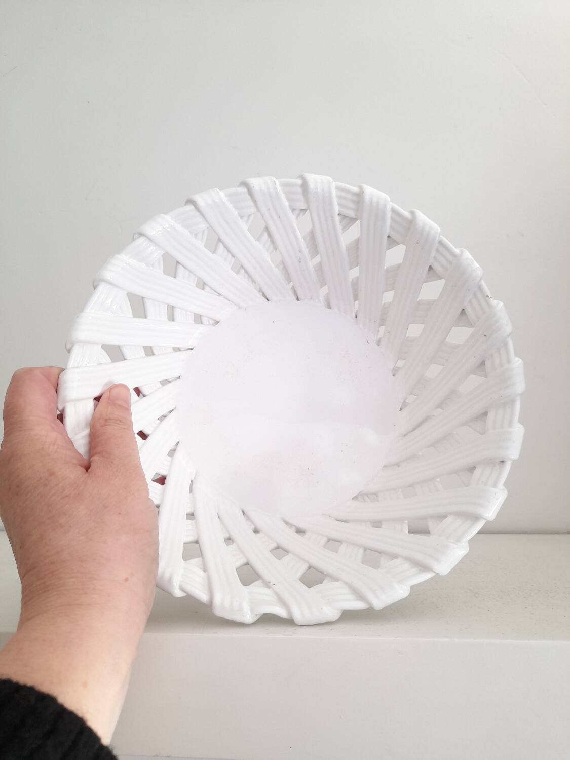 Italian woven ceramic basket