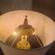 large 1970s luxury solid brass living room lamp with new linen shade 68x35