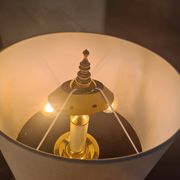large 1970s luxury solid brass living room lamp with new linen shade 68x35