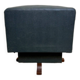 Tabouret pivotant design en cuir avec pied en teck