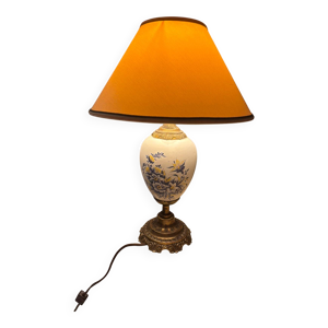 Lampe vintage porcelaine - laiton fleurs