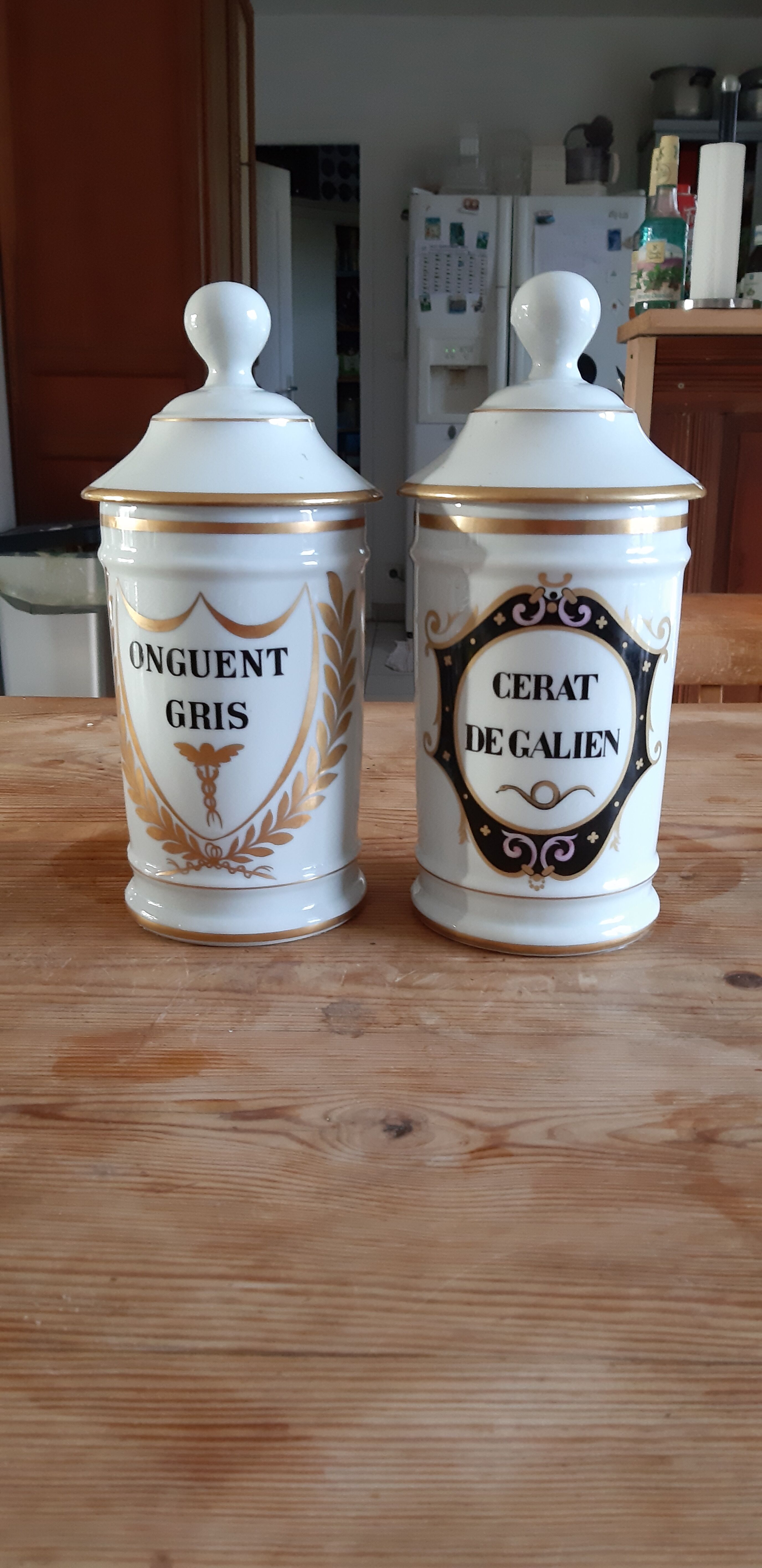 2 Limoges Porcelain Pharmacy Pots