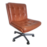 Fauteuil vintage en cuir marron