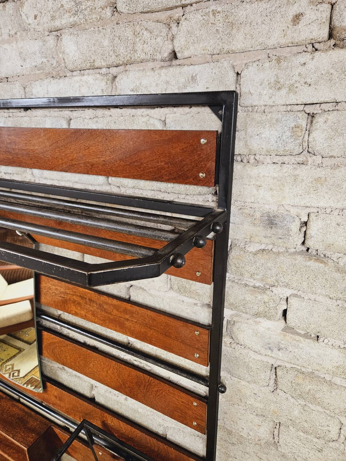 Coat rack, Scandinavian wall-mounted cloakroom in teak year 1970