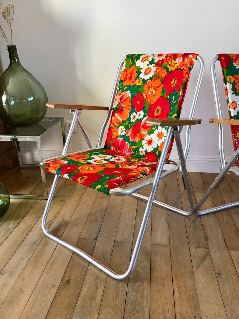 Paire de chaises de camping à fleurs vitaminées 70
