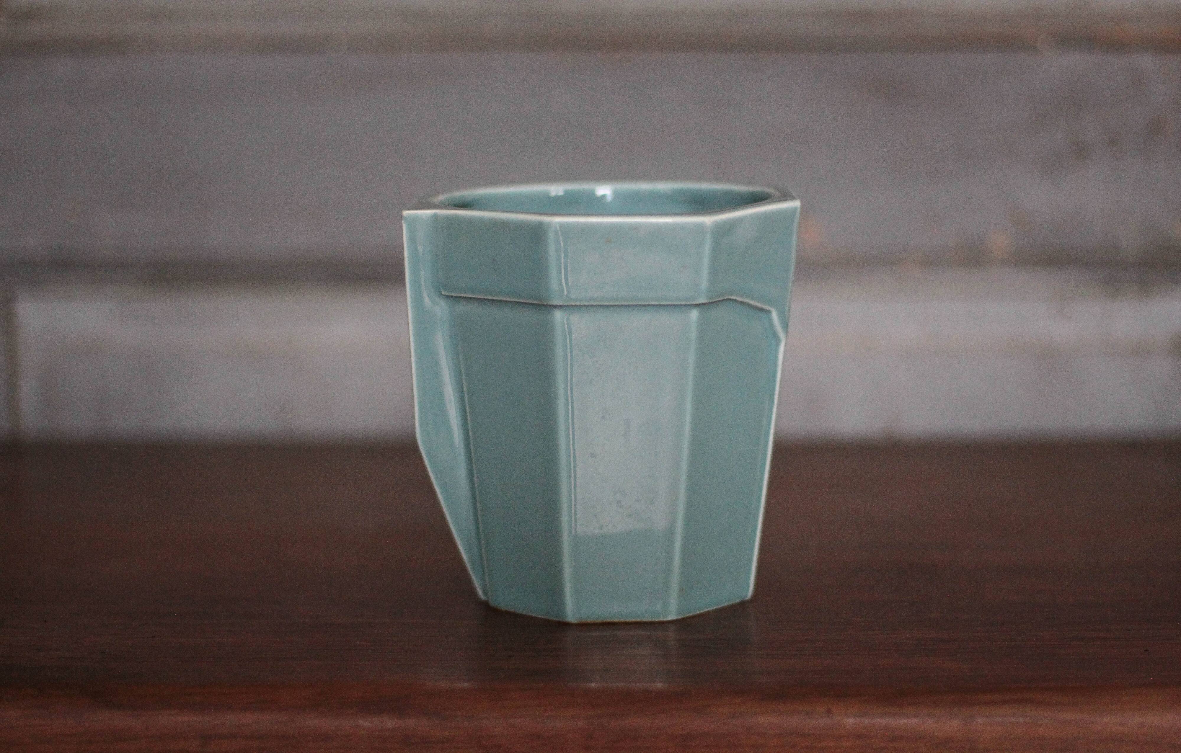 art deco porcelain pot, wall planter, plant pot, cache pot
