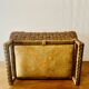 Grand panier à couture vintage en osier - tabouret en tissu matelassé - 1950