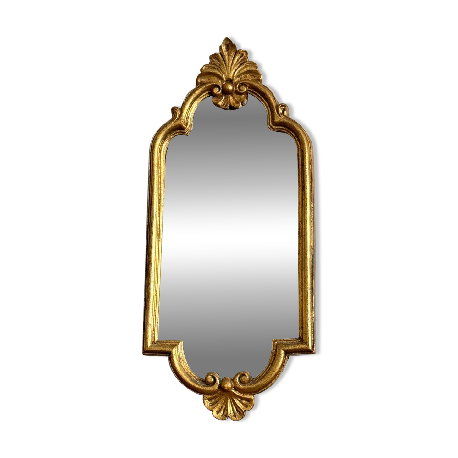 Vintage rectangular baroque mirror in golden resin