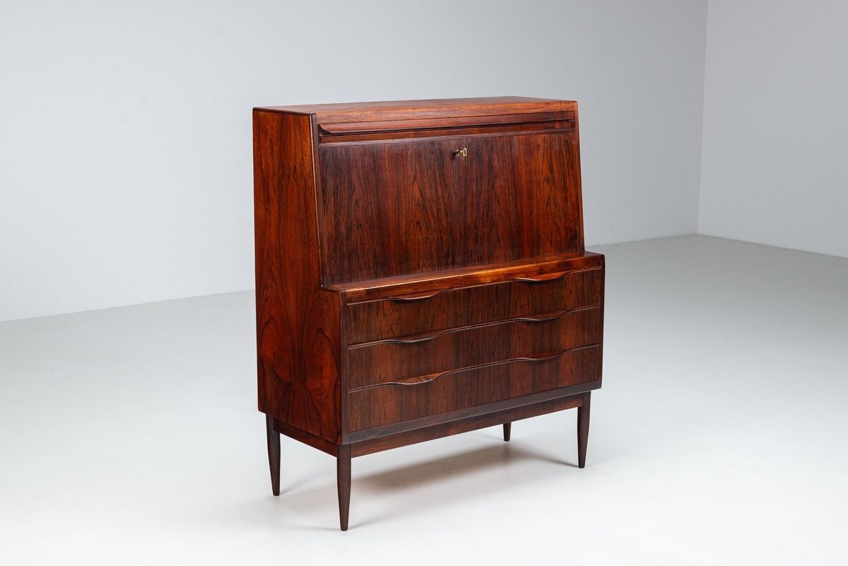 Bureau secrétaire Erling Torvits en palissandre Klim Mobelfabrik Danemark 1960