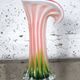 Murano blown glass soliflore vase in the shape of a green and red Calla flower
