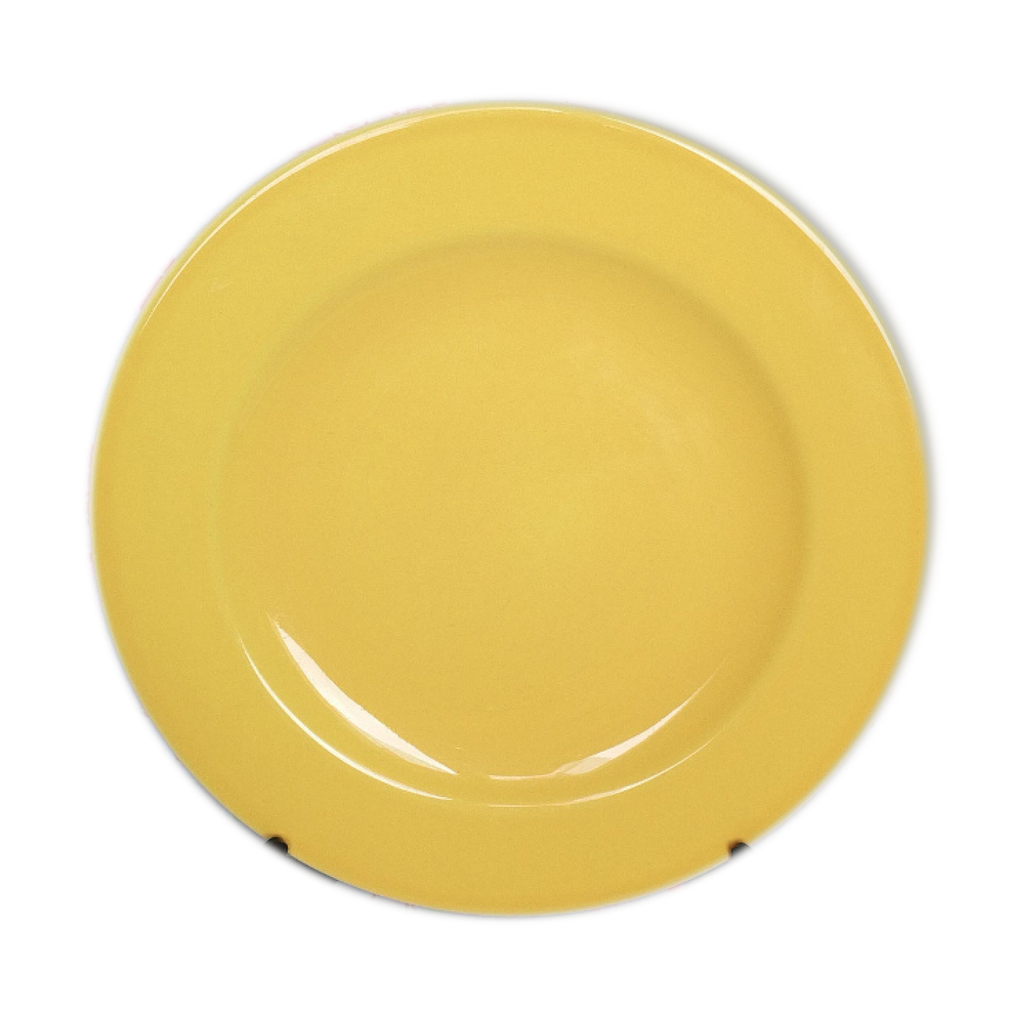 Old round plate in yellow faïence