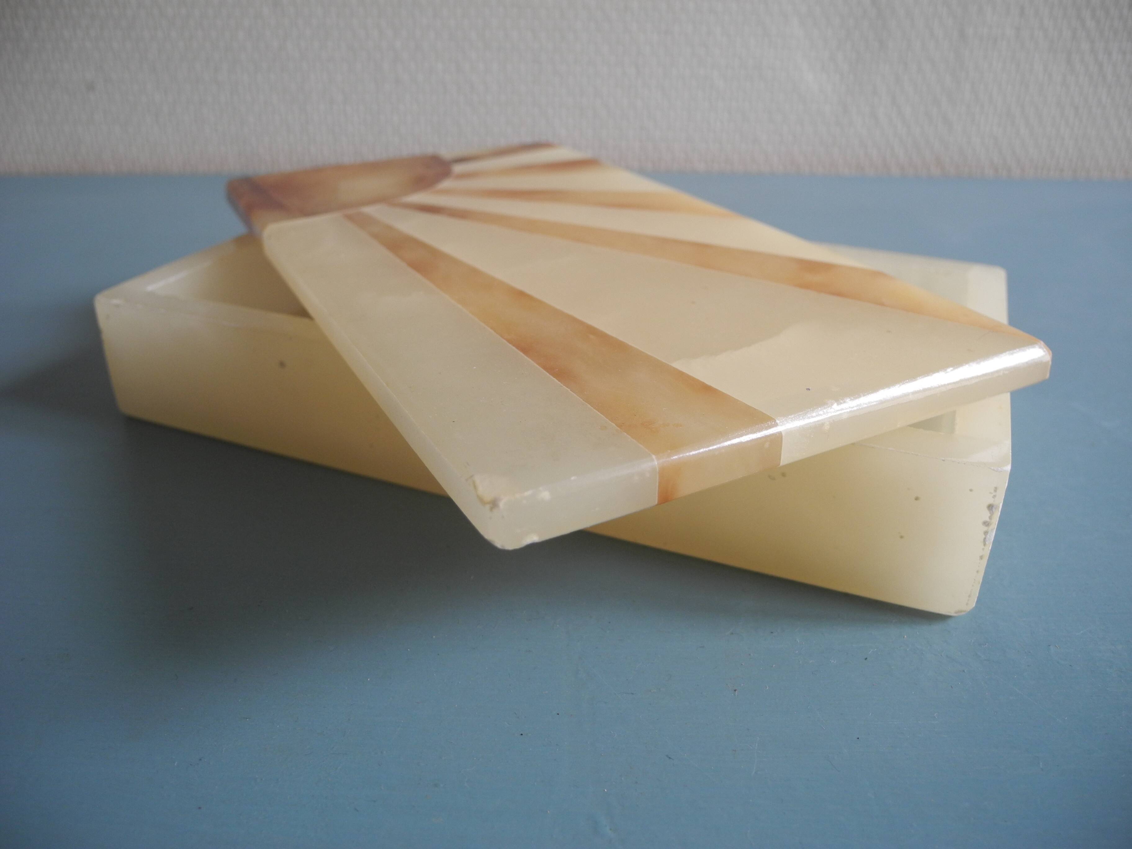 vintage Italian stone alabaster box Scaglione