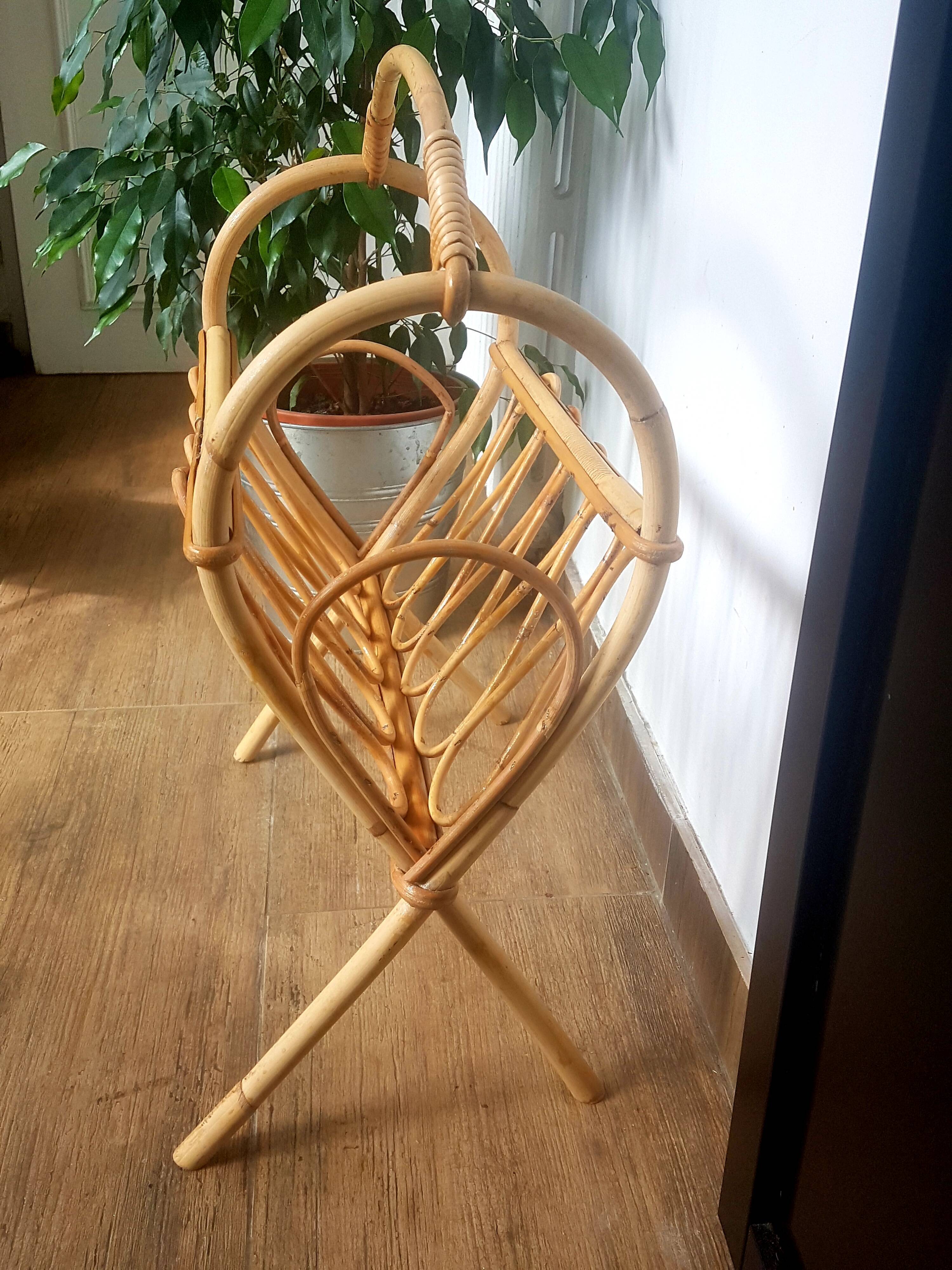 Rattan magazine holder