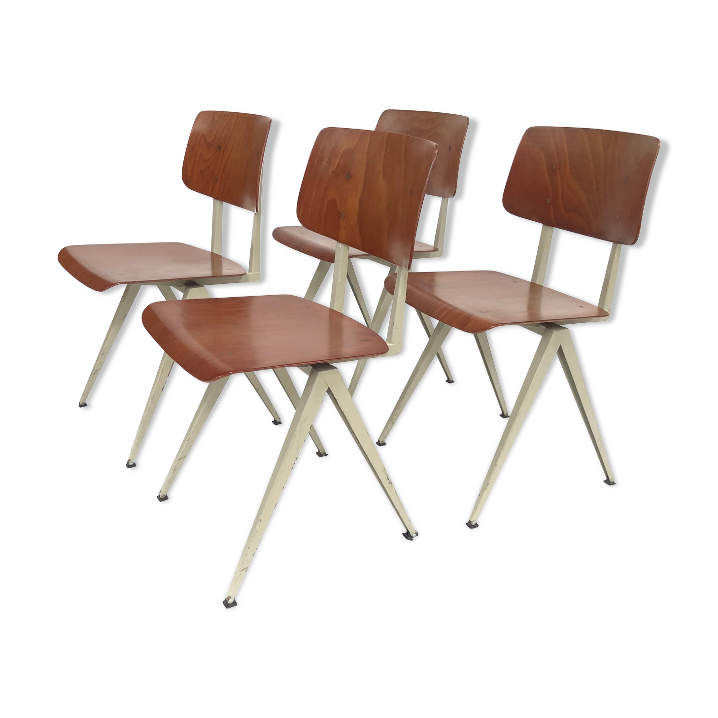 Lot of 4 vintage school chairs Galvanitas S16 Netherlands design