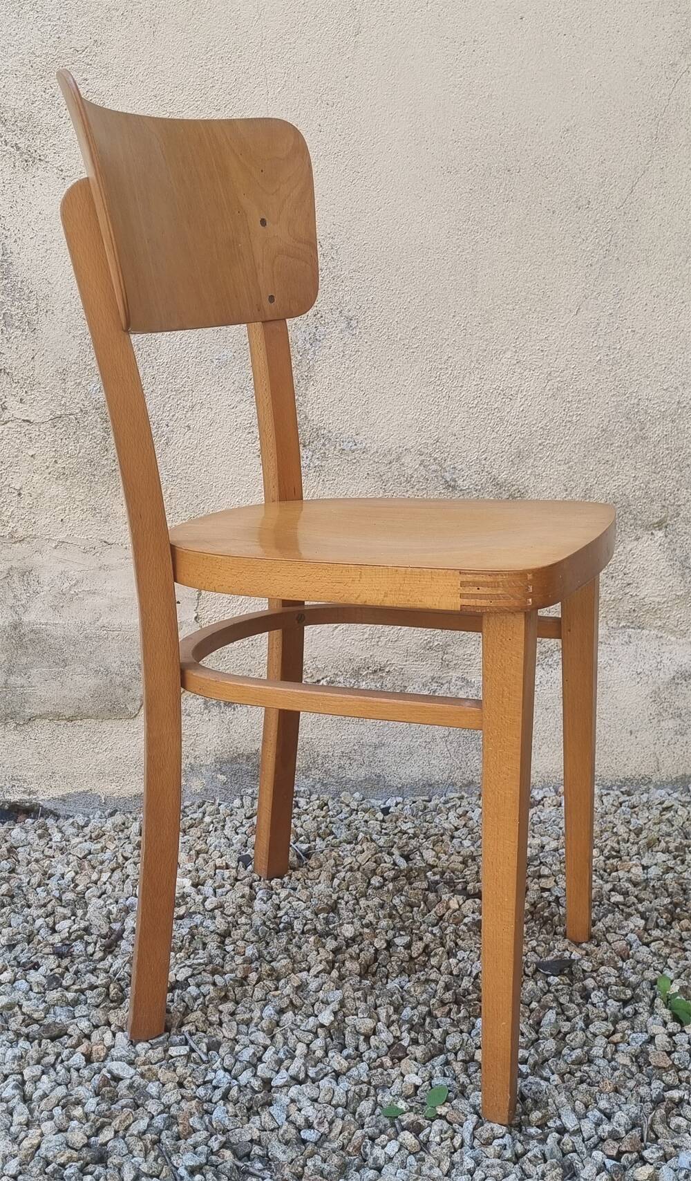 Lot de 6 chaises de bistrot Thonet, Tchekoslovaquie, vintage.