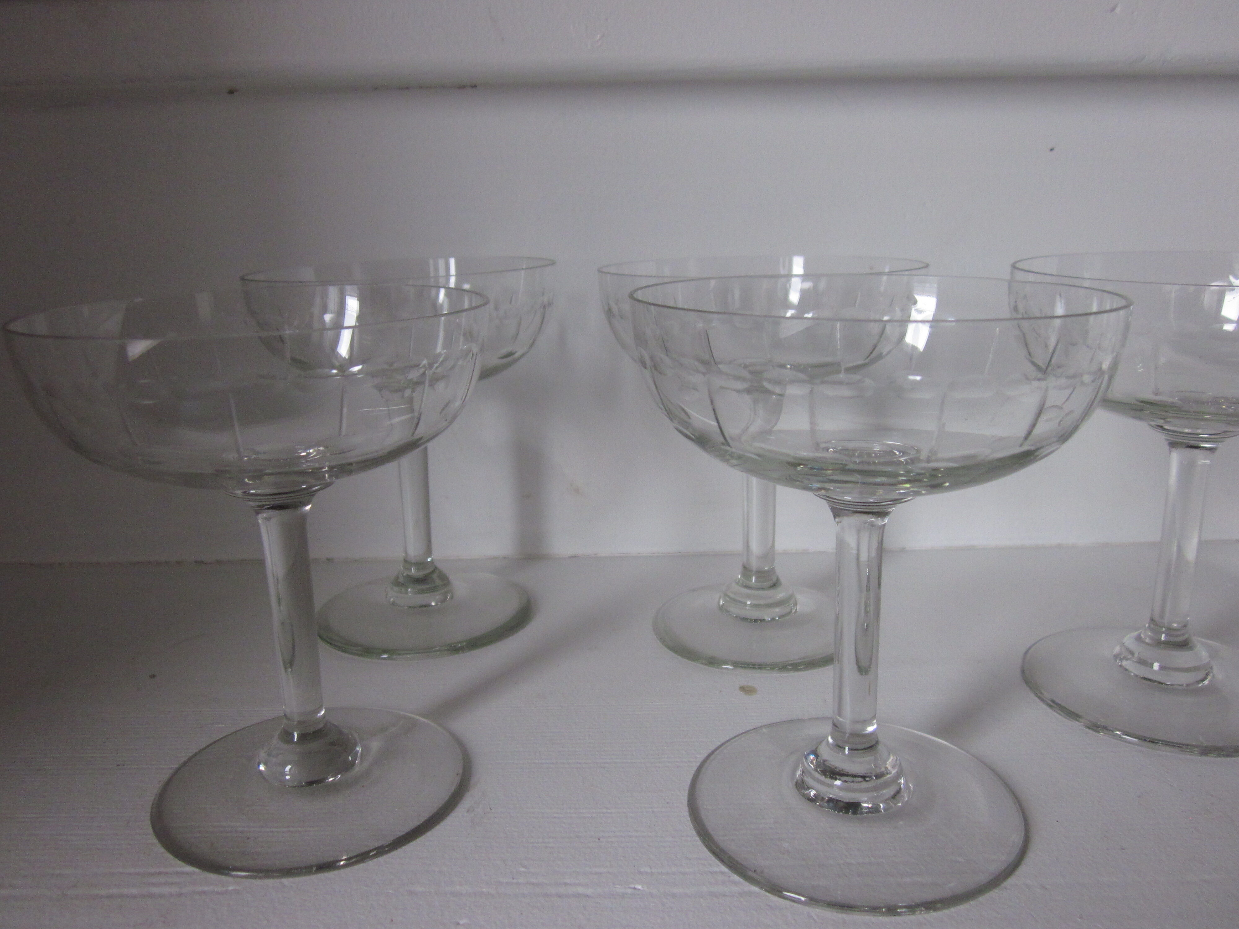 5 antique champagne cups