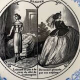 4 assiettes à dessert anciennes bleues et noires Jules Vieillard Bordeaux XIXème siècle