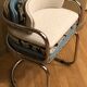 Victoria chair 70s chrome structure and terracotta-colored alacantara fabrics