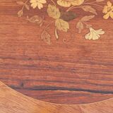 Selette pedestal side table Louis XV style with decorated marquetry and rosewood - 1900s