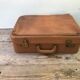 Old suitcase travel leather brown70s vintage