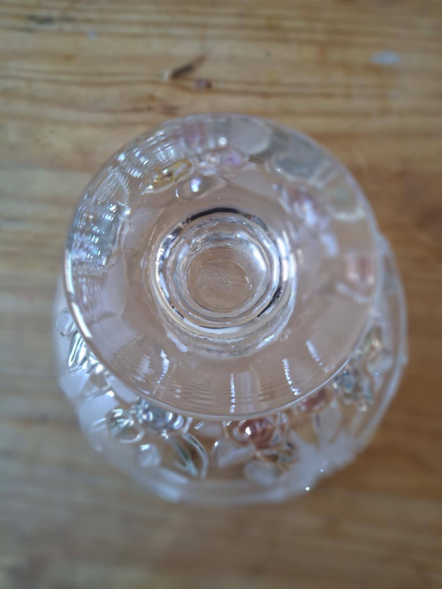 Crystal footed bowl - heart and flower