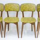 Suite de 4 chaises bistrot camouflage jaune & noir 1950 vintage French 50's rockabilly chairs