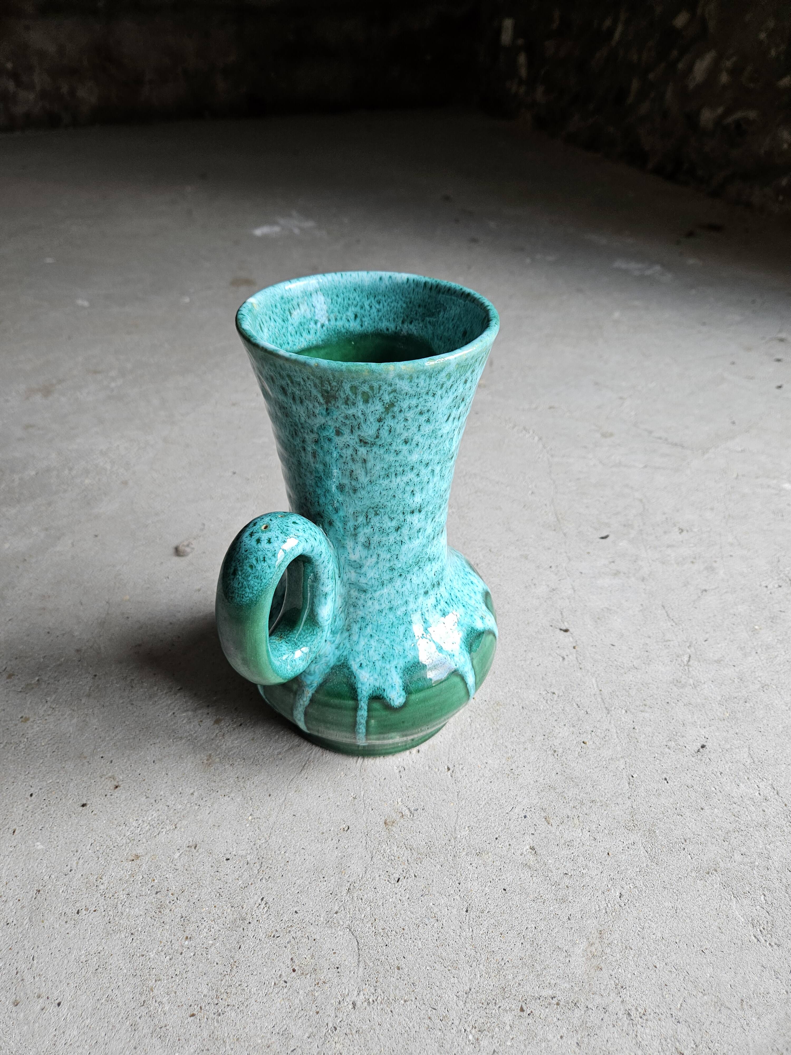 Green and blue lava ceramic pot pitcher