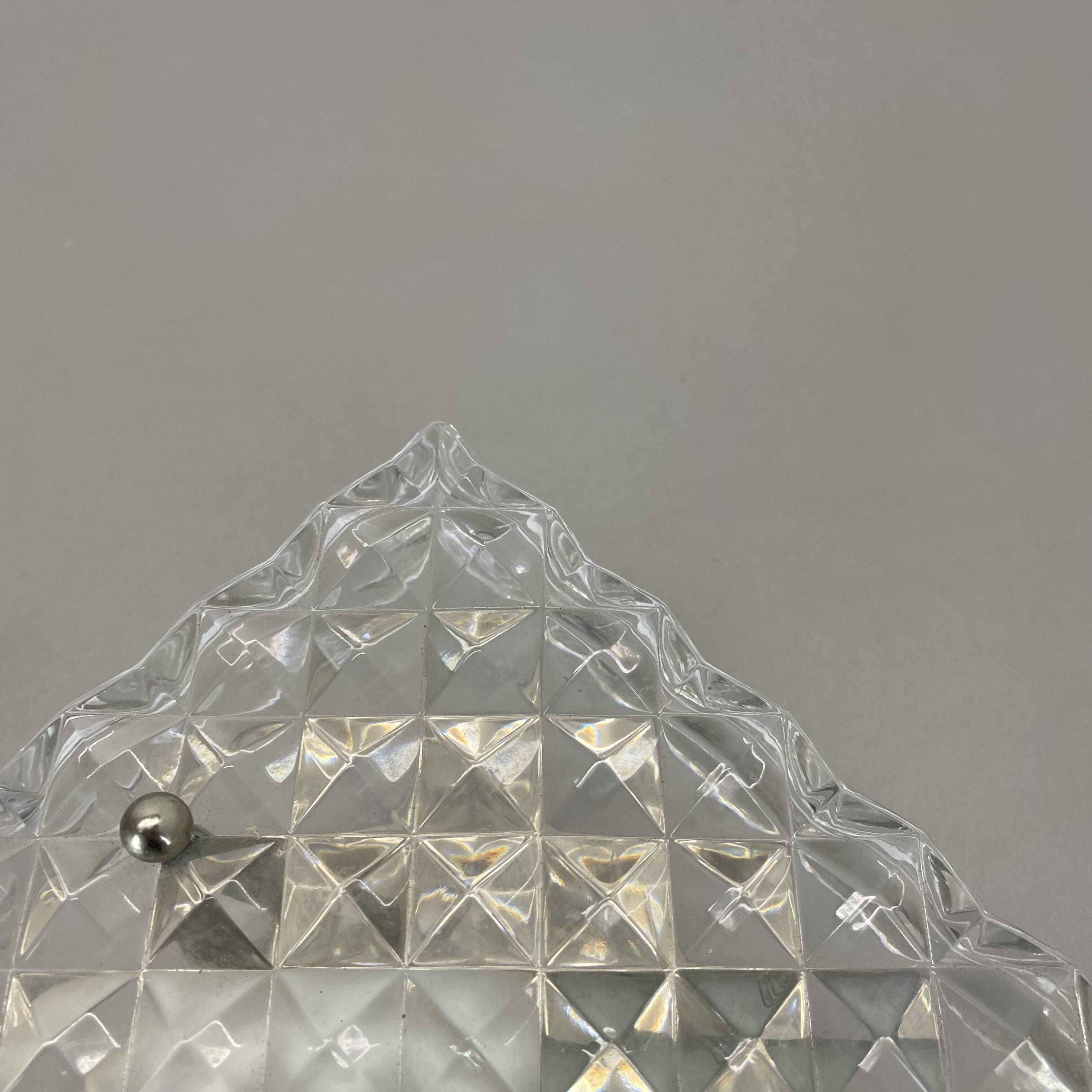 Small Cubic Textured Glass Wall Light in the Style of Orrefors, Germany, 1970s