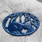 Dessous de plat fonte émaillée invicta chat bleu