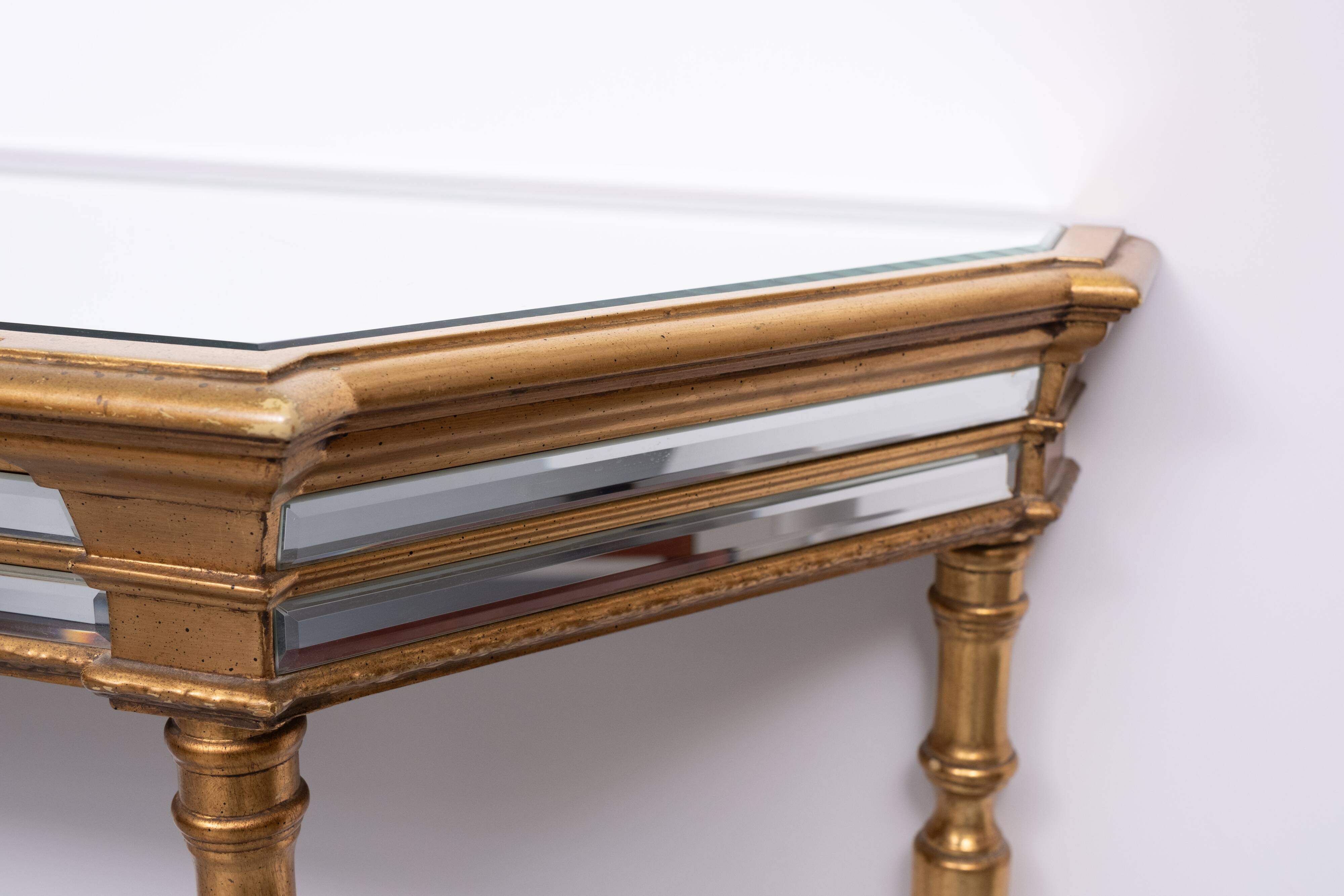 De Knudt Mirror Console Table Hollywood Regency Belgian 1970s