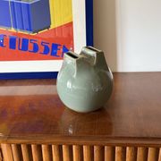 Mid-century Modern green spherical gres vase, Franco Bucci Italy ca. 1970