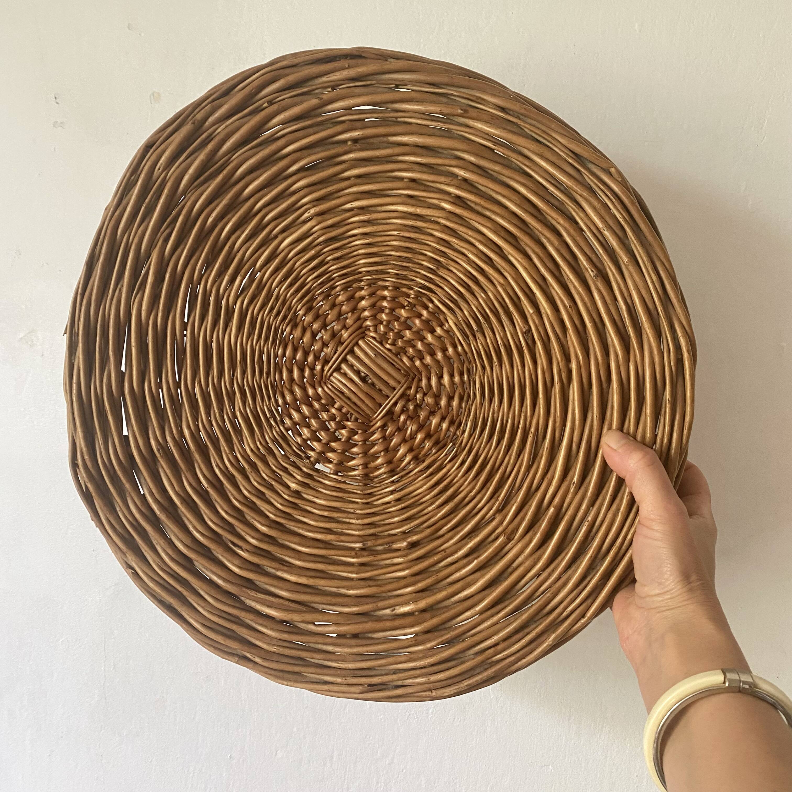 Rattan storage pouf 60s -70s