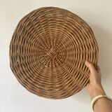 Rattan storage pouf 60s -70s