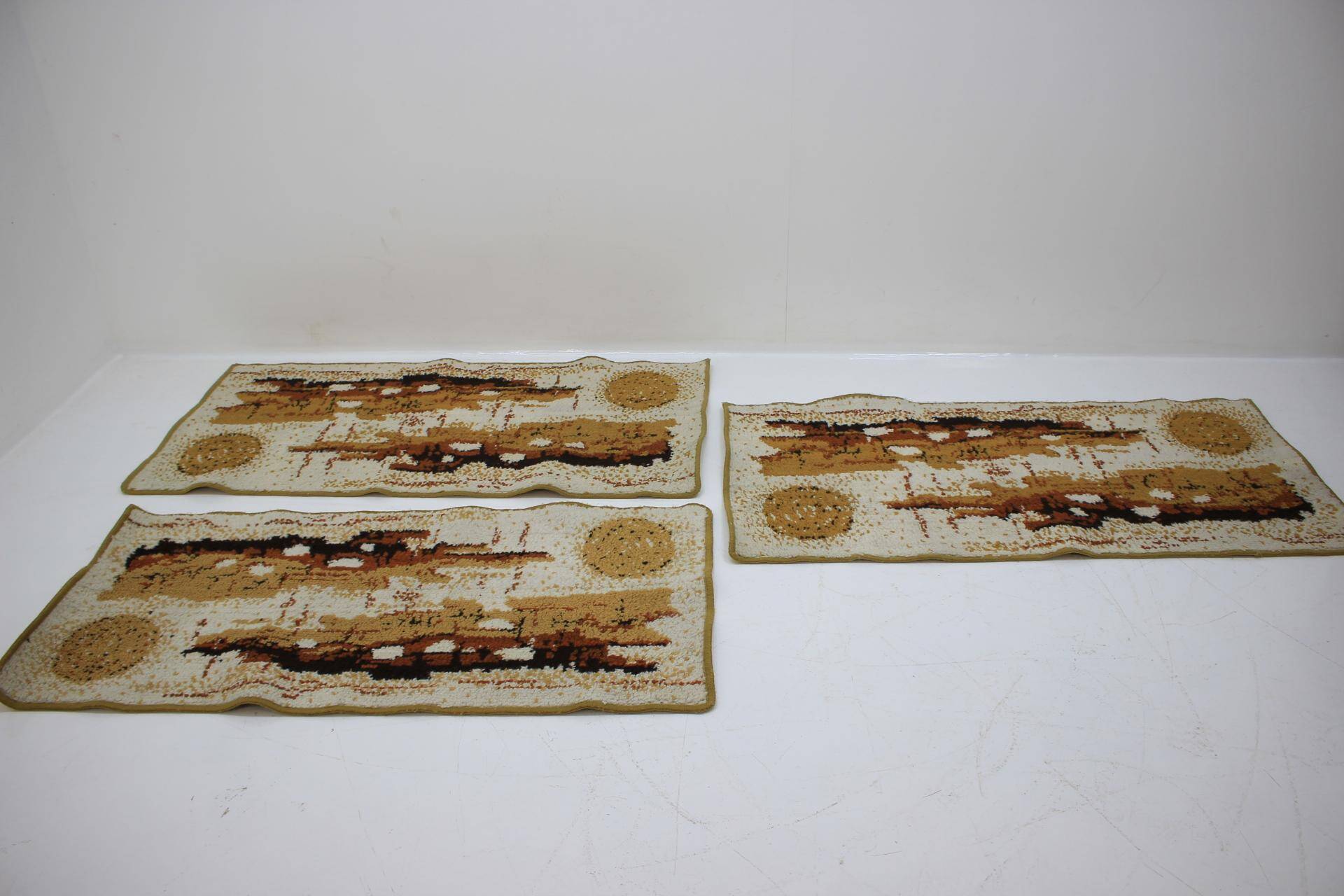 Set of three retro design red carpets, 1980s