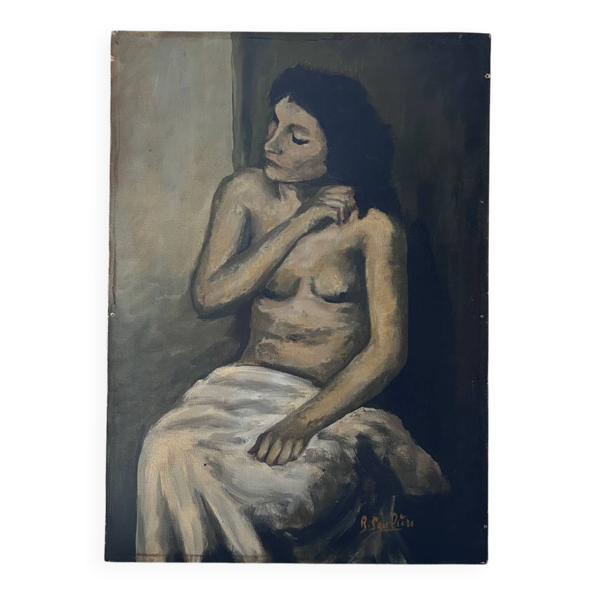 Brown female table signed R. Pauliere