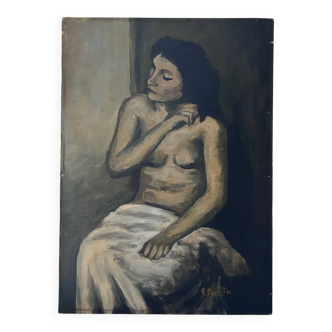 Brown female table signed R. Pauliere