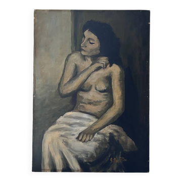 Tableau nu brun féminin signé R.Pauliere 