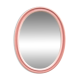 Large oval pink ceramic mirror (76cm) – vintage Italian design