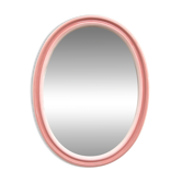 Large oval pink ceramic mirror (76cm) – vintage Italian design
