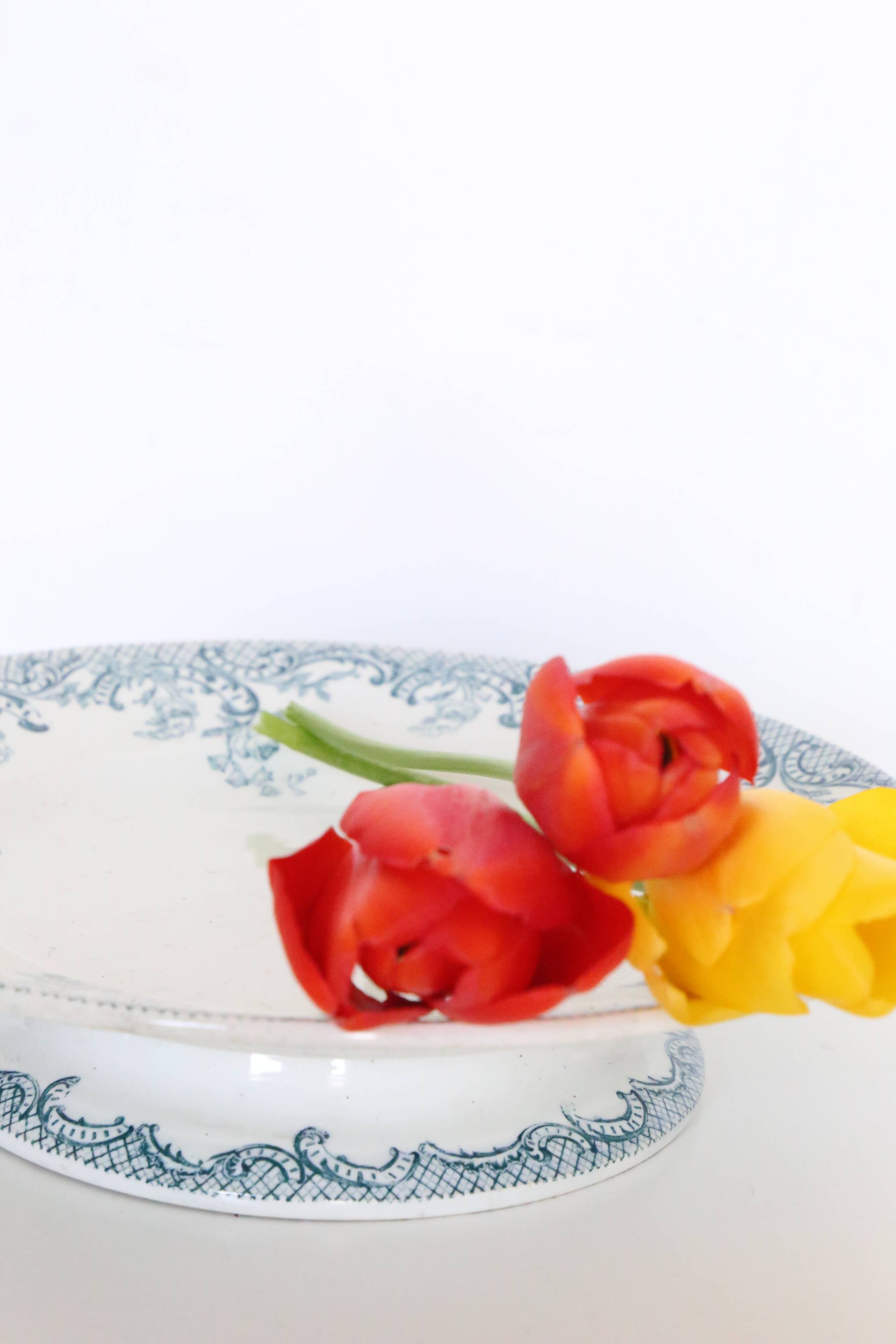 Plat sur piédouche, terre de fer, modèle Rocaille de Orchies, manufacture française