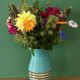 Vintage Art Deco vase in blue and gold ceramic