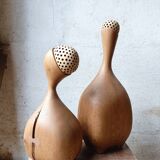 Set of two large solid oak sculptures.