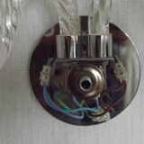 Pair of French vintage double crystal wall lights with barley twist glass arms.