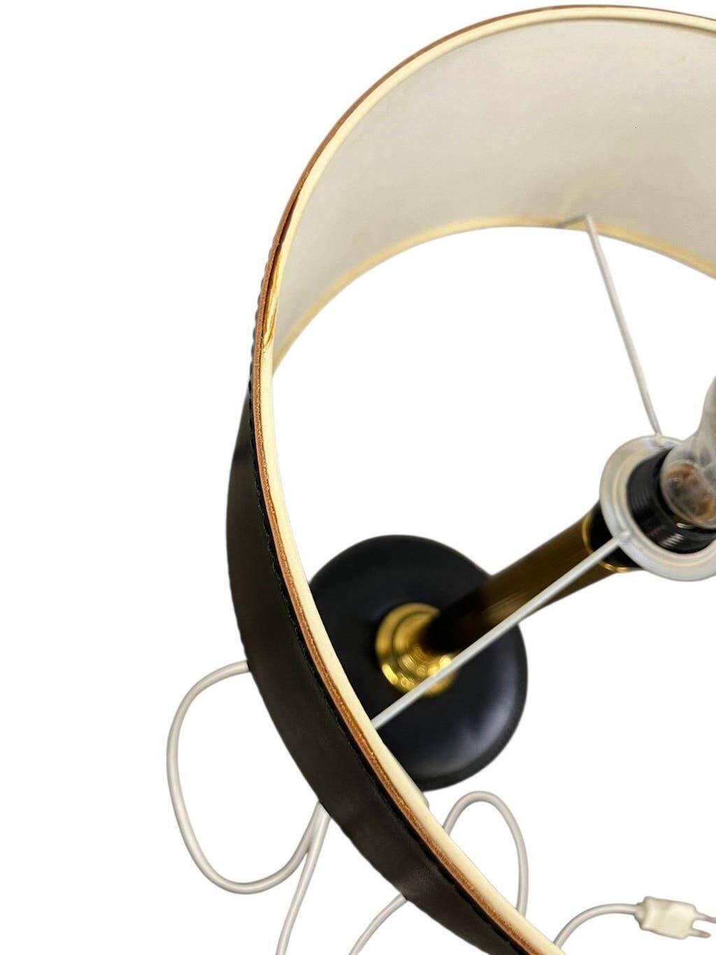 Lampe de table vintage noire avec pied en cuir