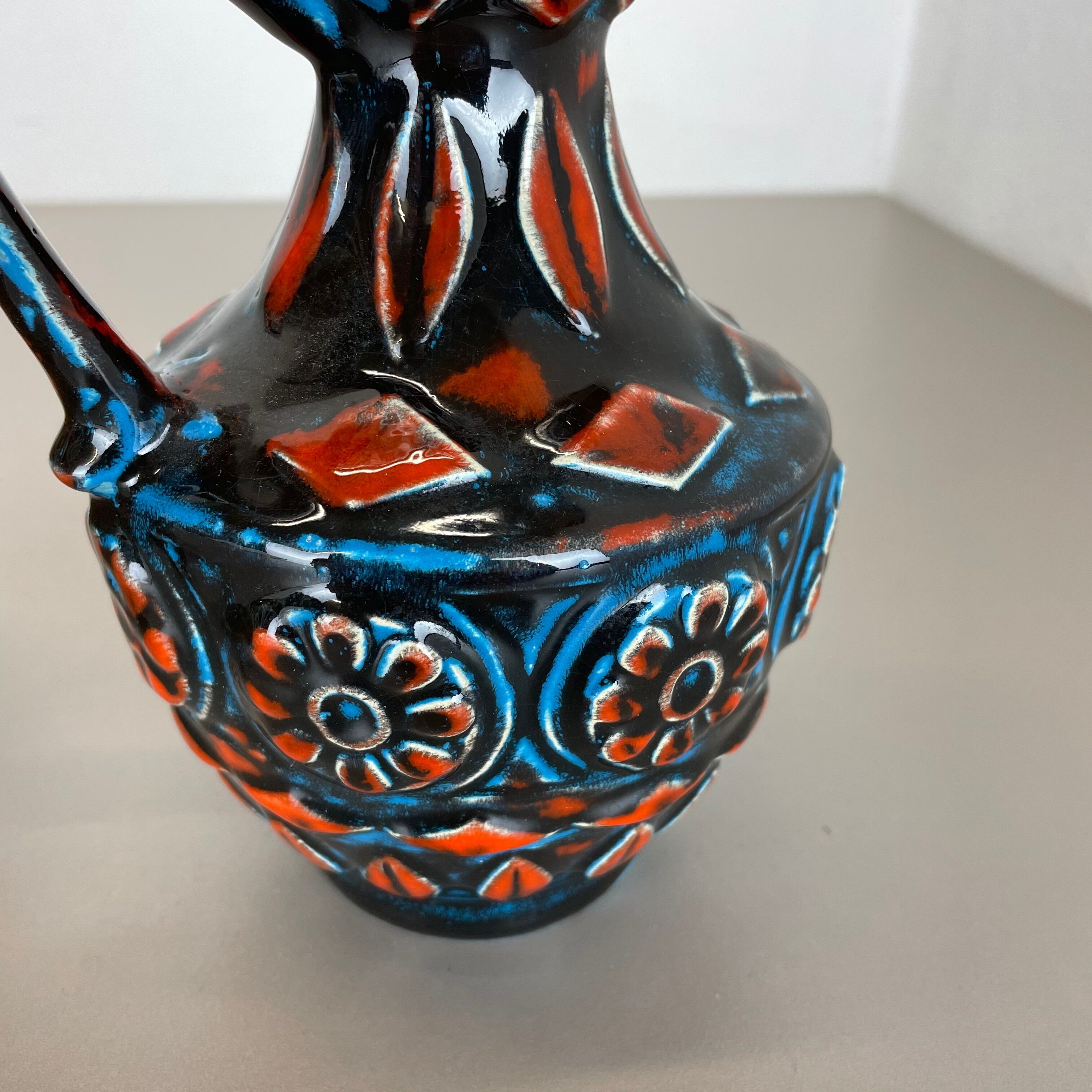 Set of 2 Multi-Color Fat Lava Op Art Pottery Vase by Bay Ceramics Germany, 1960s