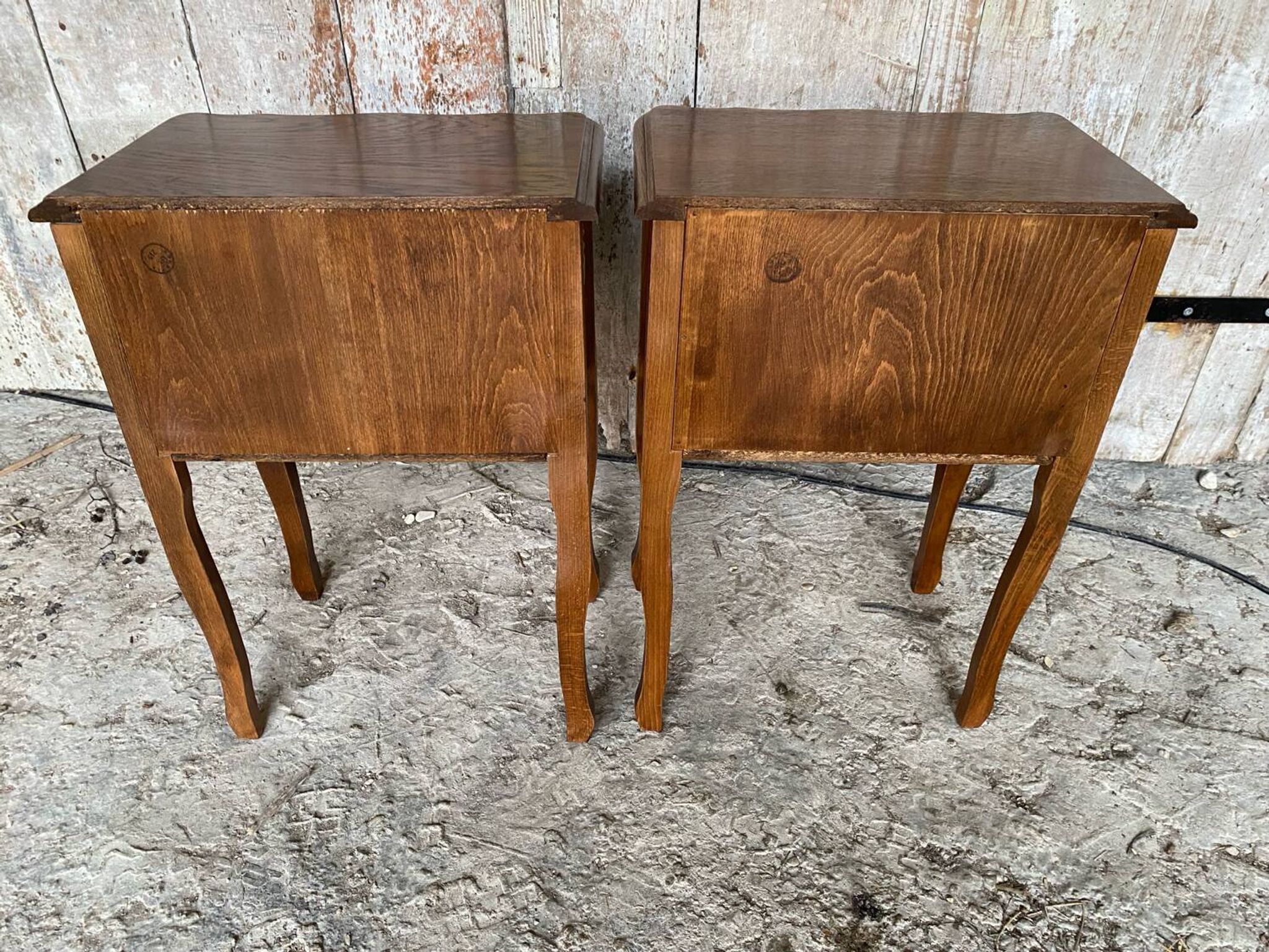 Paire chevet table nuit style louis xv bois tiroir + case vintage