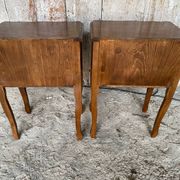 Paire chevet table nuit style louis xv bois tiroir + case vintage