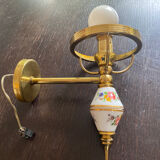 Pair of brass and opaline sconces