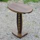 Art deco style pedestal table in beech and gold metal